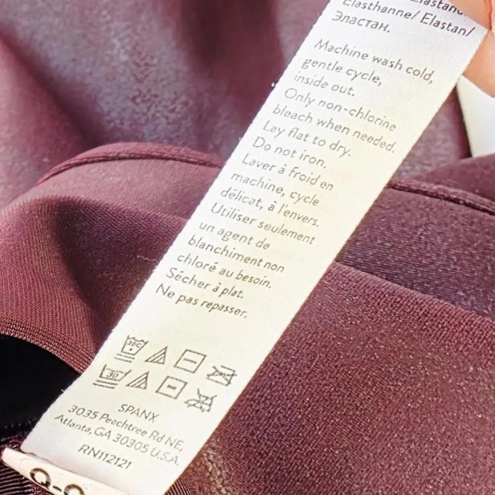 SPANX Faux Leather Leggings Medium Burgundy High Waist Shaping Baddie Moto